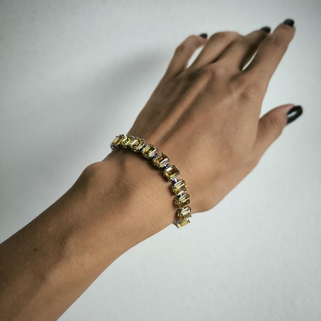 Серебряный браслет с цитрином nano, вес изделия 15,88 гр (2190752)