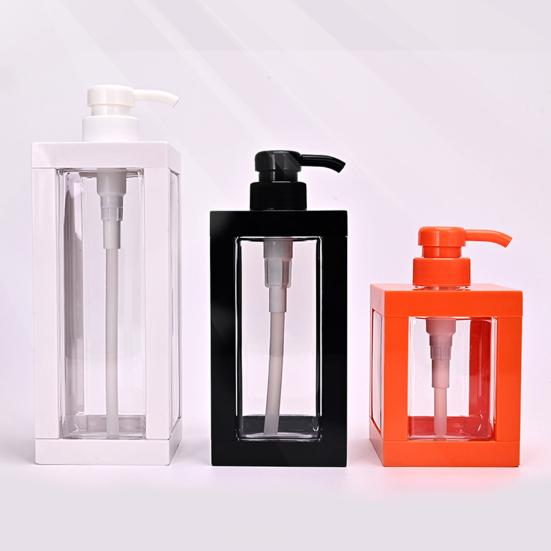 Pressed Lotion Bottles Square Shower Gel Dispensing Bottles Soapshower Gel Empty Storage Bottle for Bathroom