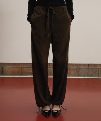 Beleudemaleu Suede Parachute Pants_Deep Brown