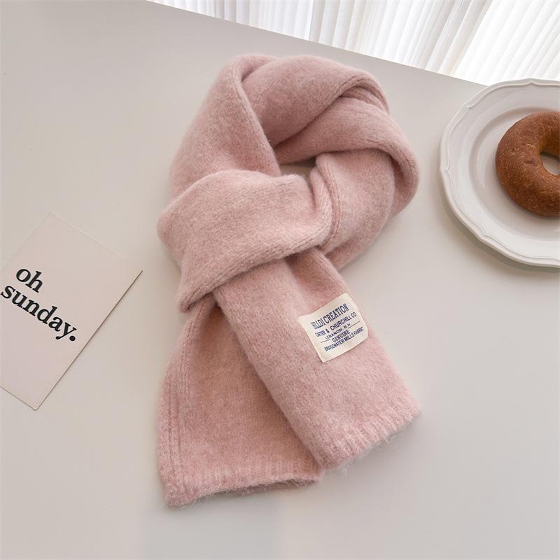 2024 Autumn/Winter New Solid Color Wool Knitted Scarf Medium Long Shawl Neck Versatile Warm For Women