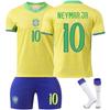 Подростки Дети Взрослые Индивидуальное Имя Футбольная Форма 24/25 Бразилия Домашняя #10 NEYMAR JR Спортивный Тренировочный Комплект Джерси с Носками