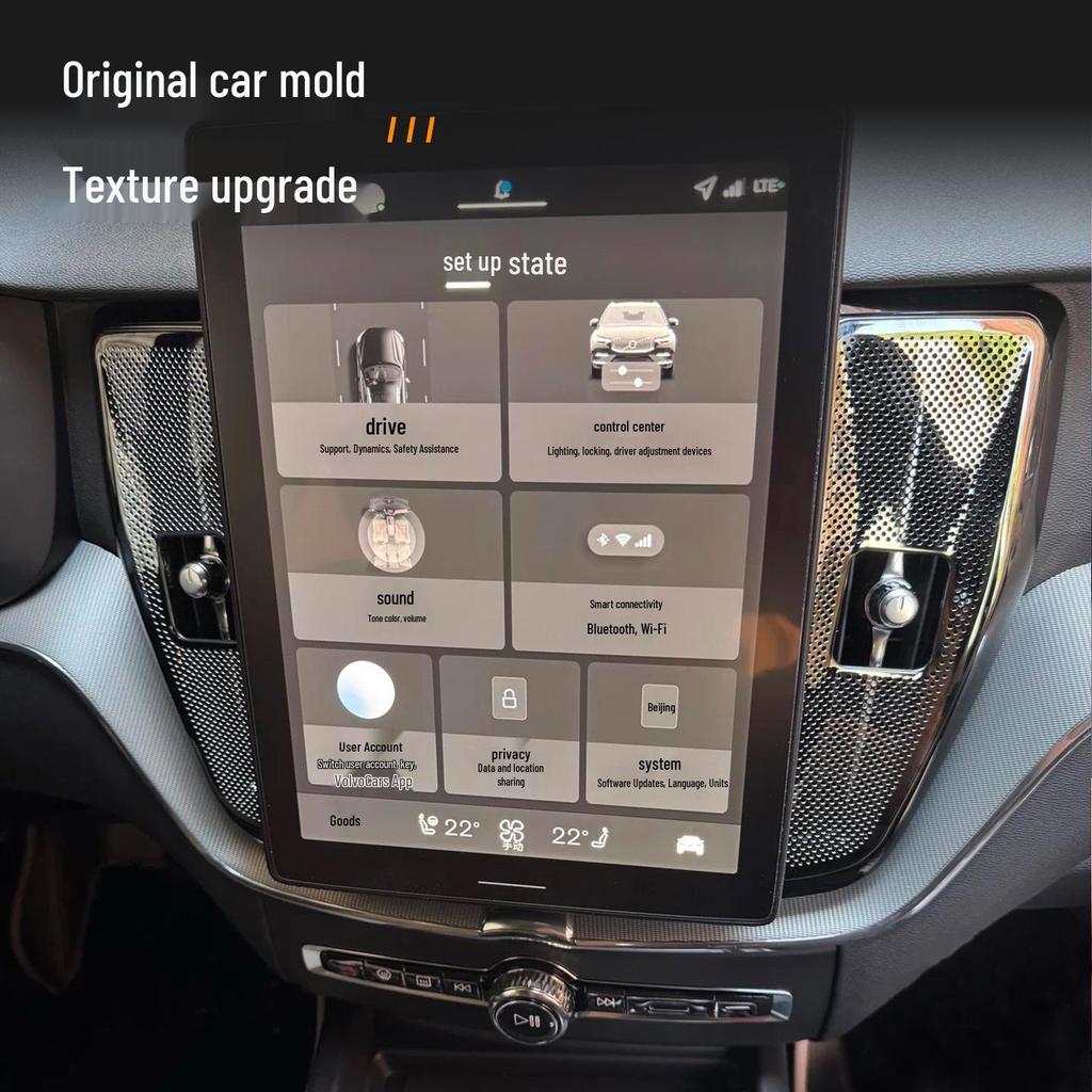 Накладки на воздуховоды центральной консоли Volvo XC60 18-26: Декоративная защита от пыли для боковых сторон экрана и кондиционера.