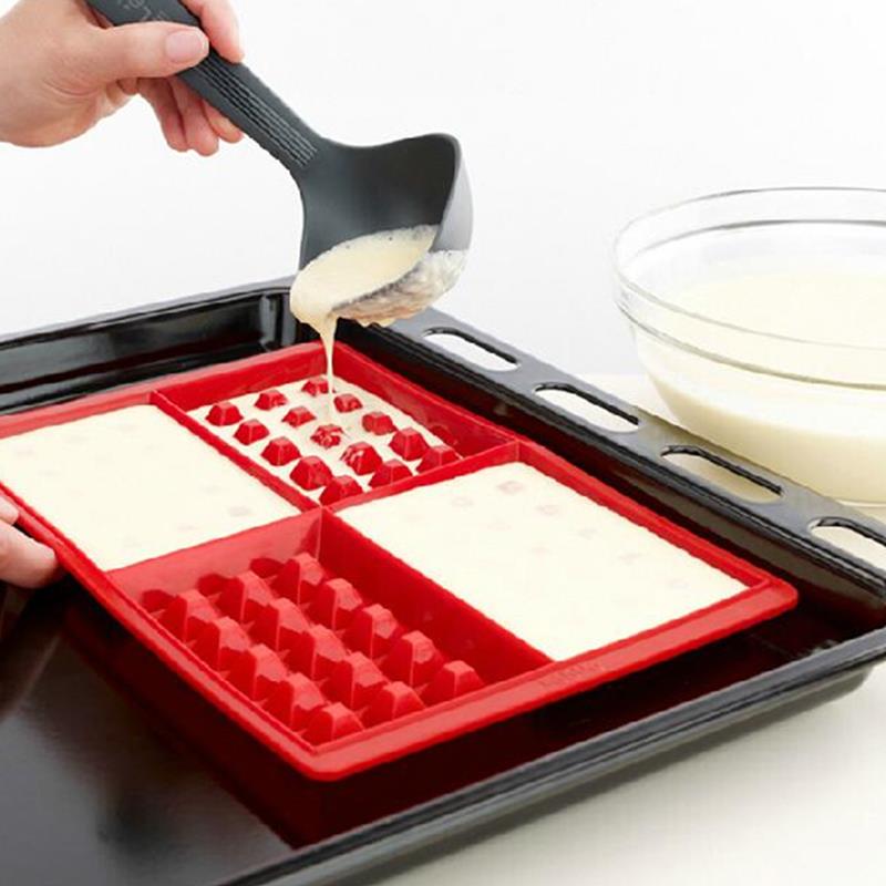Безопасная 4-полая вафельная форма для шоколада и торта, силиконовая форма для выпечки, кухонные инструменты для приготовления пищи