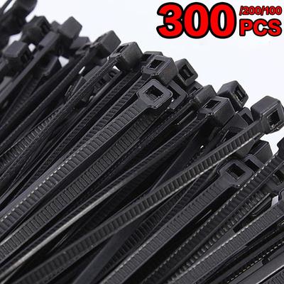 100/200/300 шт. черно-белые самоблокирующиеся кабельные стяжки высокого качества из нейлона с застежкой-молнией проволочный ремень