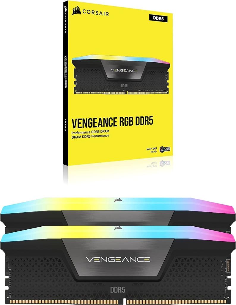 Corsair Память для настольного ПК VENGEANCE RGB DDR5 Series Intel XMP Memory Kit 32 ГБ Black x CMH32GX5M2E6000C36 DDR5-6000 МГц (ПК5-48000) [16 ГБ 2]
