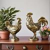 1/2PCS Office Desktop Ornaments Tea Pet Crafts Miniatures Copper Rooster And Hen Ornaments Solid Brass Rooster Small Statue