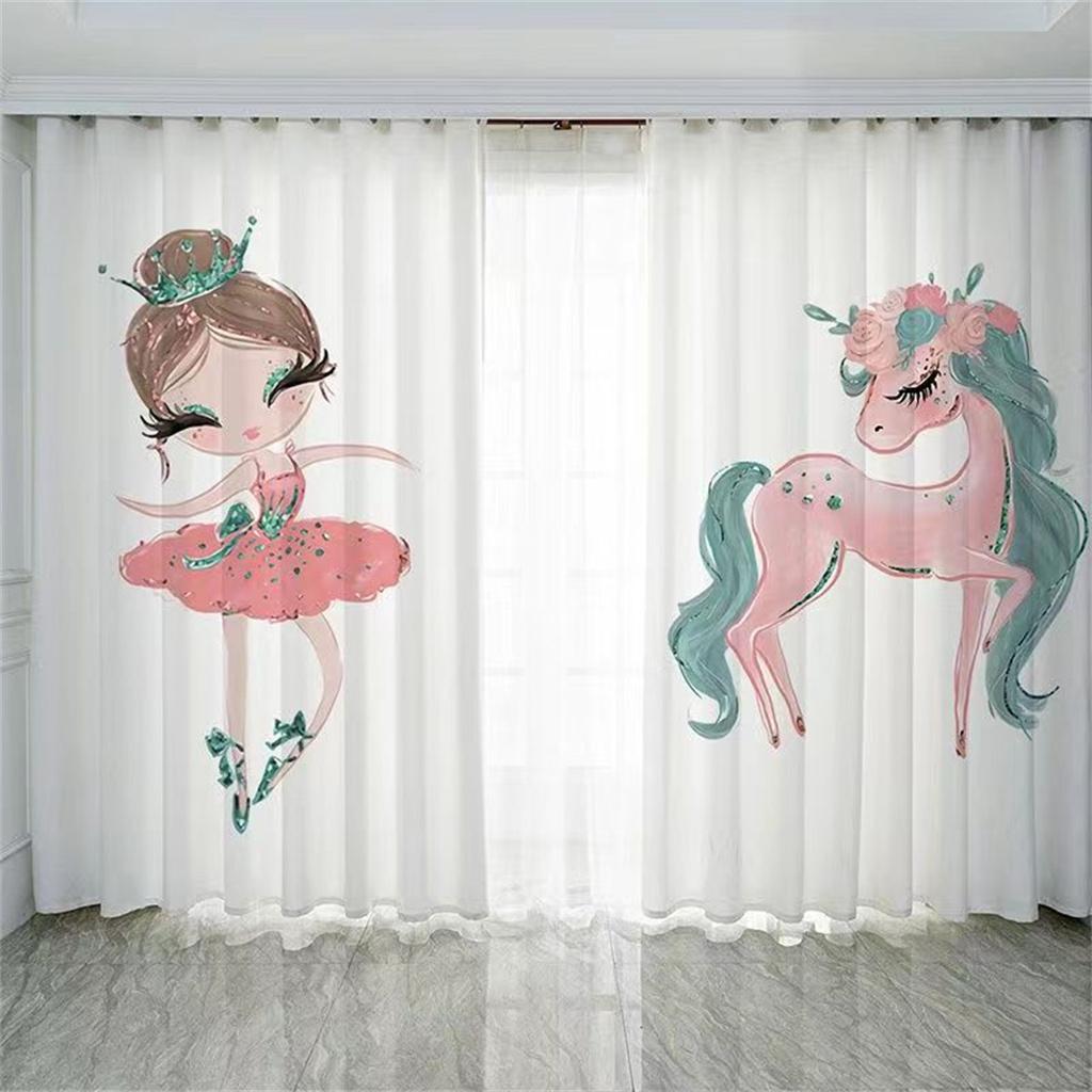 Charming Pink Star Moon Ballet Dancing Girl Digital Drape for Livingroom Space Bedchamber Princess Children ' s Space HouseholdDecoration