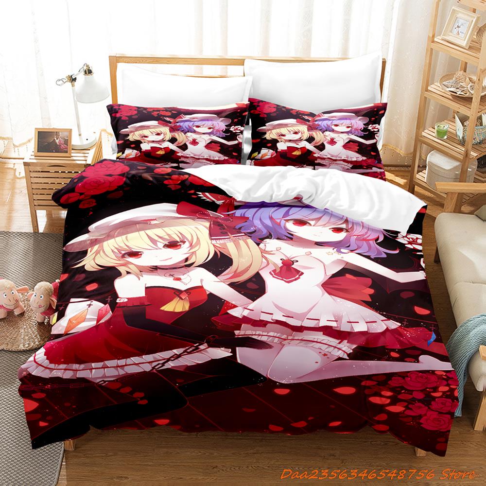 Touhou Project Ремилия Алая Комплект Постельного Белья Мультяшный Аниме Трех peças Комплект Взрослый Детская Спальня Пододеяльники 3D Дьяволицы