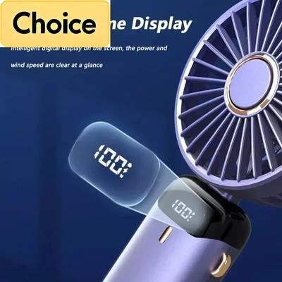 Портативный USB-вентилятор Складные портативные подвесные вентиляторы для шеи 5-скоростной USB-перезаряжаемый вентилятор с подставкой для телефона и экраном дисплея