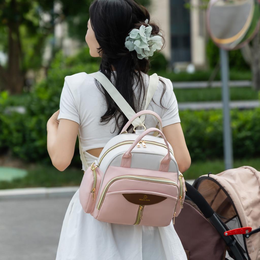 Сумка-тоут для мамы Оксфорд Многофункциональный рюкзак Сумки через плечо для детских подгузников Сумка-холодильник для детских бутылочек на открытом воздухе Женский портативный рюкзак для коляски