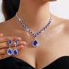 2Pcs/Set Women Wedding Jewelry Set Waterdrop Shape Shining Faux Crystal Choker Necklace Dangle Earrings Set