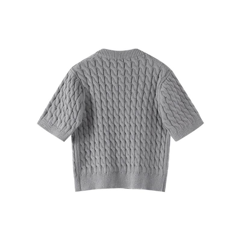 Однобортный топ с короткими рукавами Twist, осенний винтажный женский вязаный кардиган