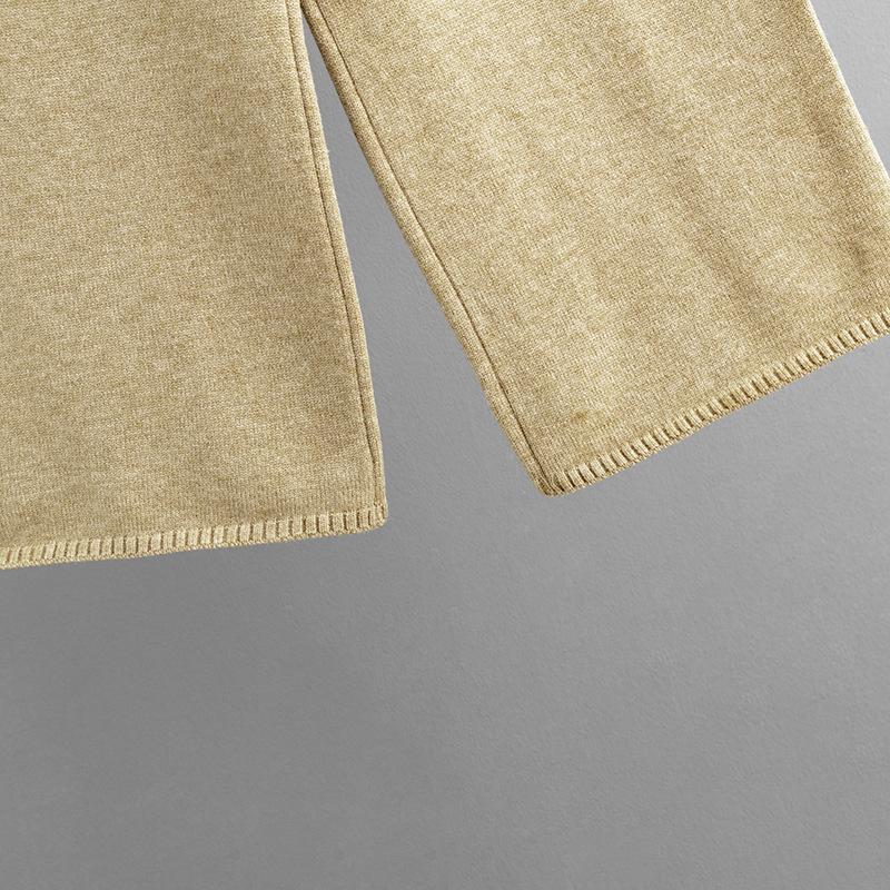 GMXIA Autumn and Winter Fashion Casual Solid-color Knitted Set for Women, Loose Sweater and Wide-leg Pants, Two-piece Set