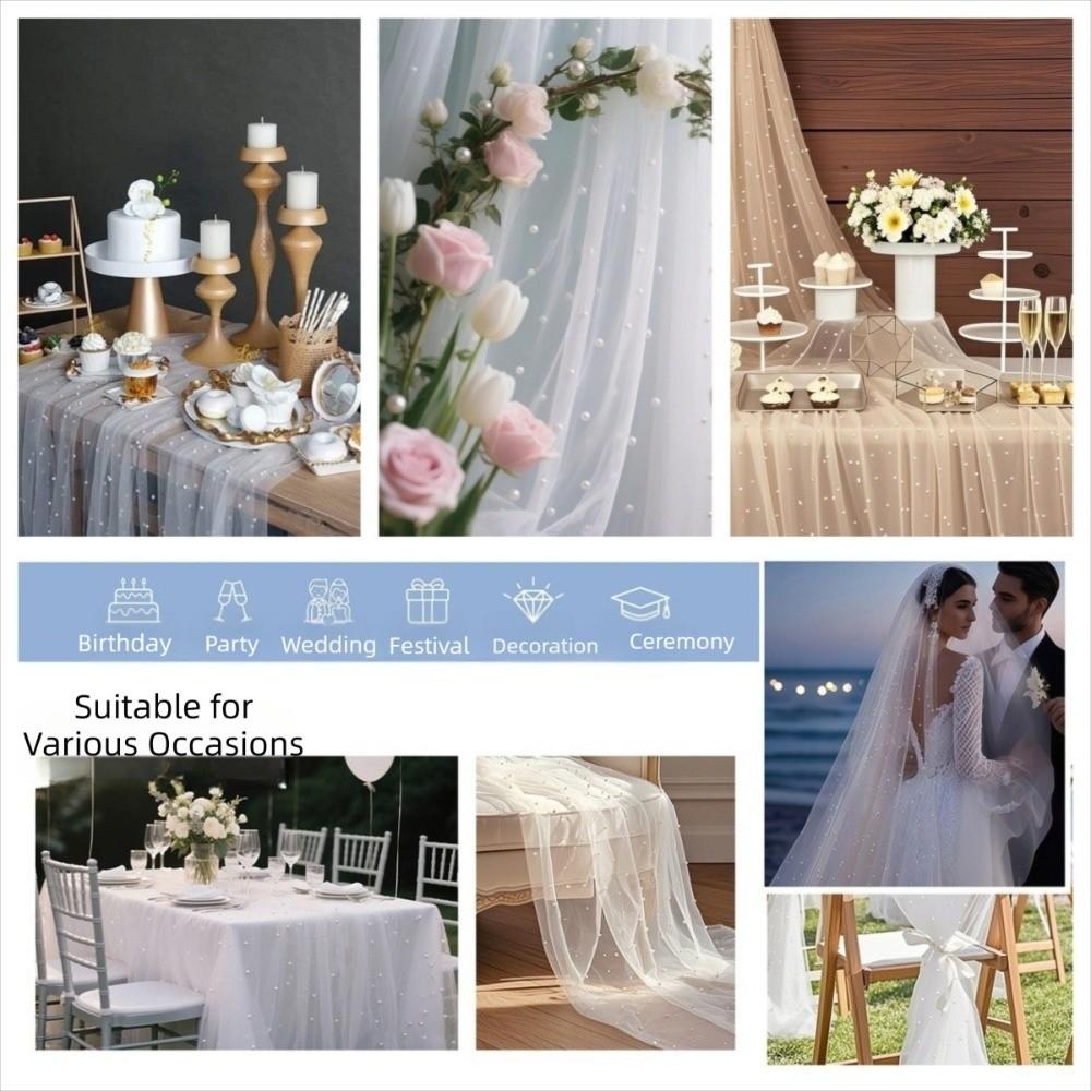 Semi Transparent Pearl Chiffon 0.75*3M Wedding Arch Drapes Table Runner Dining Decoration