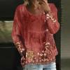 Women's Casual Fashion Loose Round Neck Retro Print Long Sleeve Top