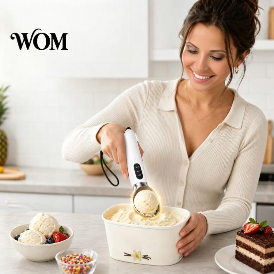 Electric Ice Cream Scoop Heated Scoop, Rechargeable Scooper with 3-Level Heat, Easy Serve LED Display, 2000mAh Battery for Hard Cream, Gelato, Freeze