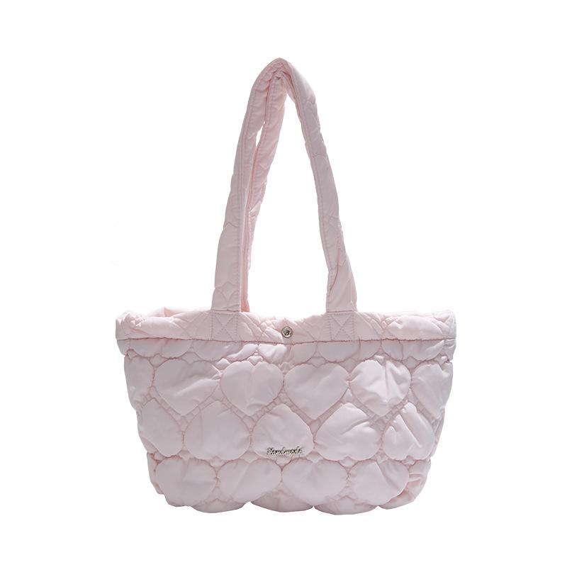 Любовь большая сумка-тоут 2025 новая пуховая сумка большая вместимость для поездок на работу нишевый дизайн плечевая сумка-подмышка