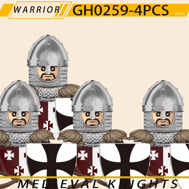 Medieval Military Jerusalem Tripoli Knight Building Blocks Castle Lionheart Hospital Teutonic Soldier Figures Warrior Bricks Toy