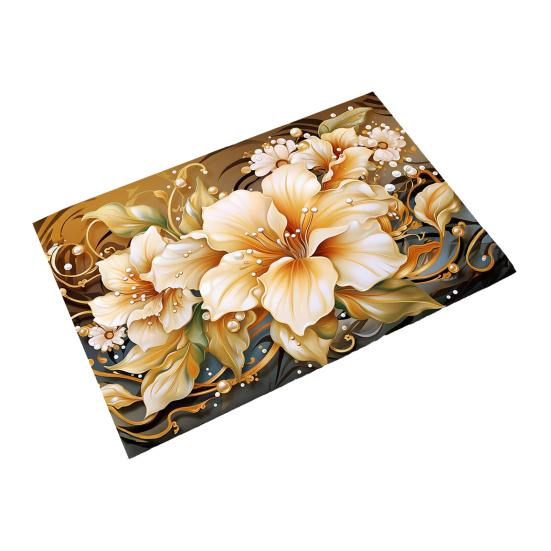 Коврик для пола 3D цветочный узор Нескользящая резиновая основа Впитывающий Быстросохнущий Ковер Ванная Кухня Прачечная