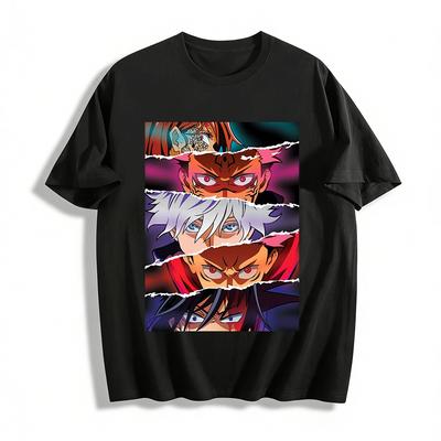 Jujutsu Kaisen Принт с персонажами Аниме Повседневная Модная Футболка с коротким рукавом Хлопковая футболка