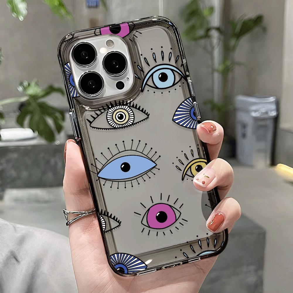Artistic Colorful Eyes TPU Transparent Phone Case For IPhone 16 15 14 13 12 11 Pro Max 7 8 plus X XR XS Shockproof Soft Case