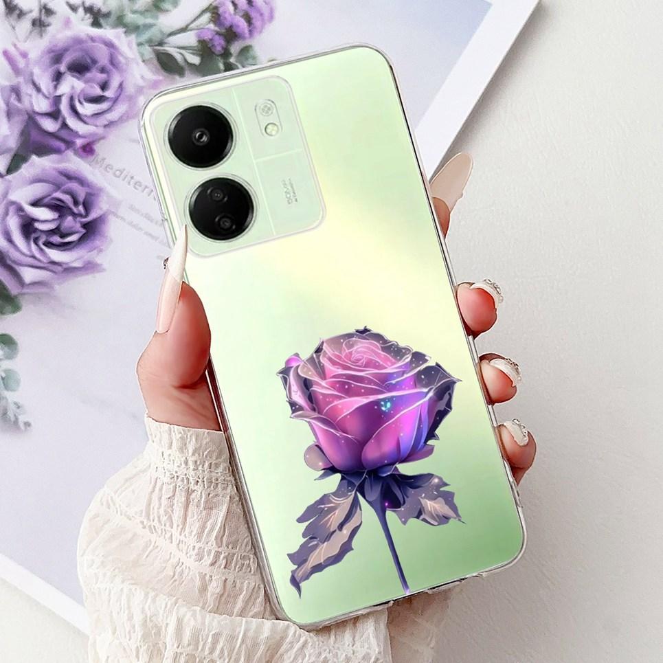 For Xiaomi Redmi 13C 5G 4G  Back Bumper Redmi 13 4G Colorful Butterfly Flower Painting Phone Case Transparent Soft TPU Silicone