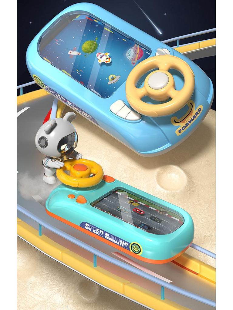 Cross-Border Racing Adventure: Electric Steering Wheel & Sound Desktop Car Game for Kids