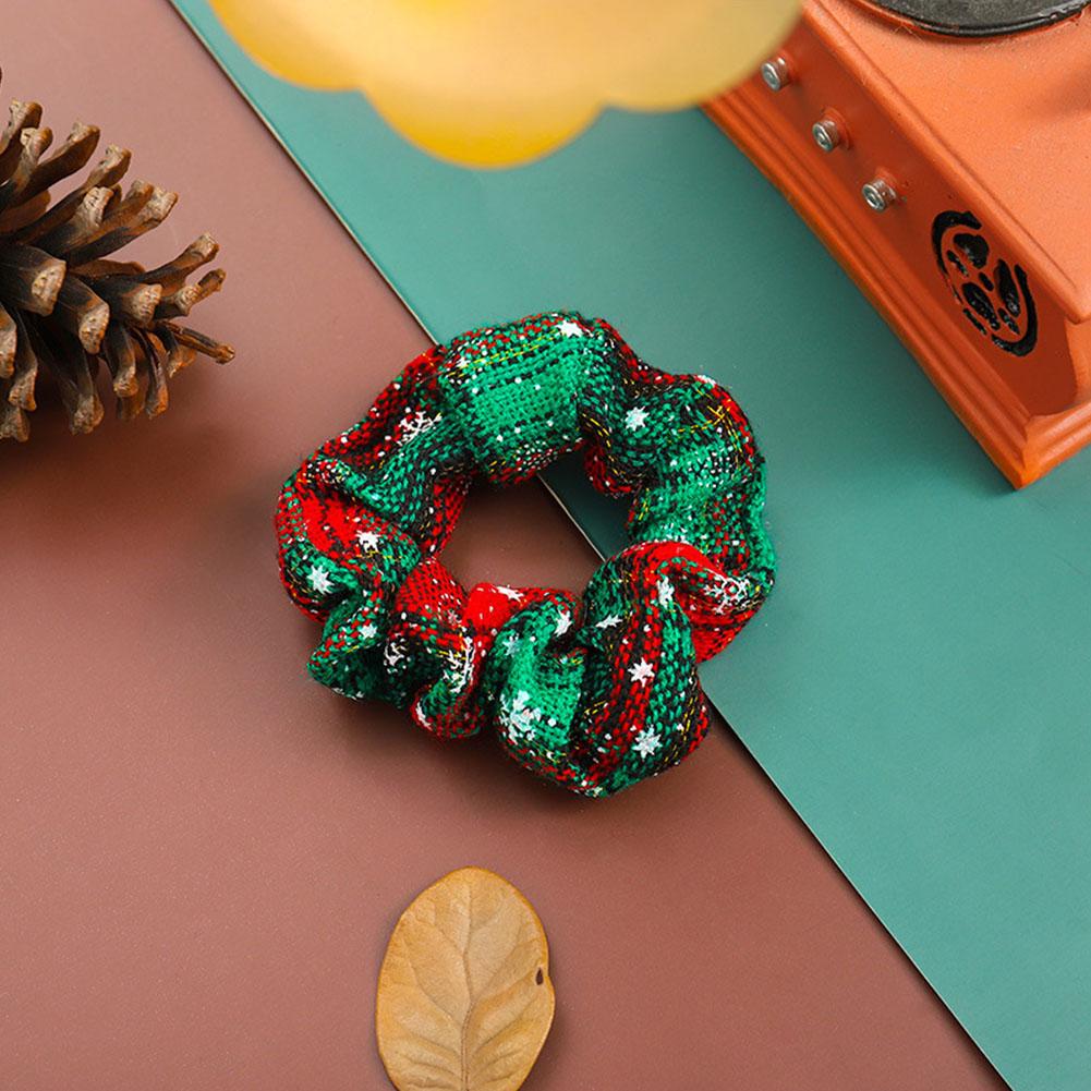 Simple Versatile Christmas Hair Band Colorful Grid Pattern Hair Rope Rubber Band High Elastic Hair Tie Headwear for Women