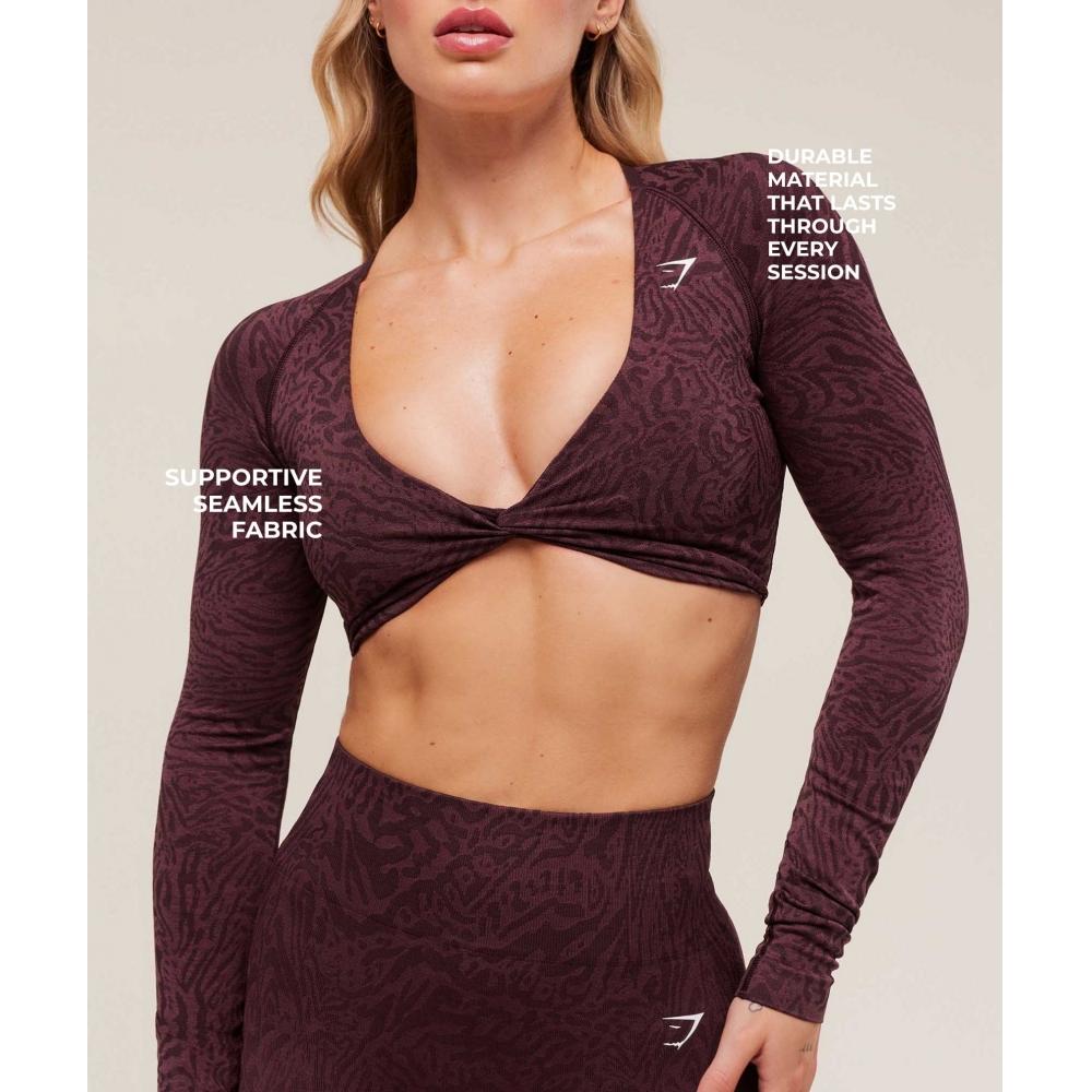Gymshark Adapt Animal Long Sleeve Crop Top Cherry Purple Reset Pink B4c2z Pcgp