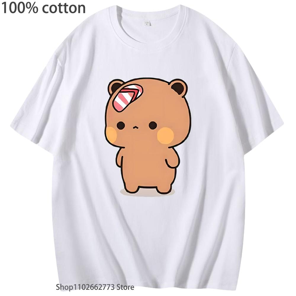 Милый Дуду бросал шлепанцы футболки из-за того, что Бубу его дразнил. Графическая футболка с Бубу. Кавайный панда. Женские и мужские хлопковые футболки.