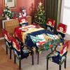 Festive Christmas Tablecloth and Chair Covers Set Waterproof Oil Resistant Holiday Dining Decor for Home