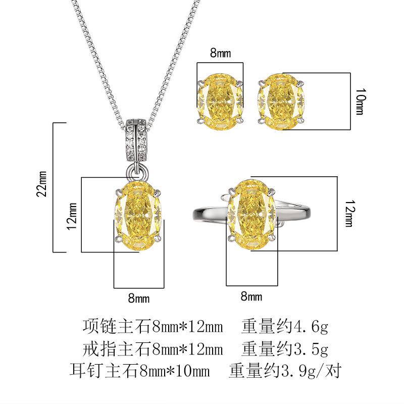 Accessories Jewelry Sets Necklaces Rings Earrings Oval Shaped High Carbon Diamonds Fashionable Women High-end