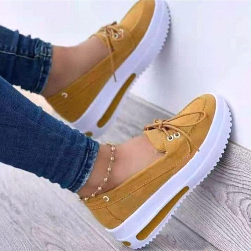 Fashion 2025 New Women Shoes Autumn Lace-up Platform Shoe Plus Size 43 Casual Sneakers Comfortable Slip On Anti-slip Zapatillas De Mujer