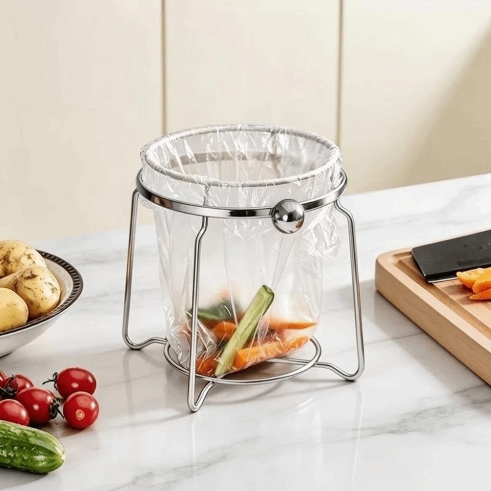 Stainless Steel Trash Bag Holder Rust-proof Garbage Bag Stand Kitchen Storage Rack Kitchen Use
