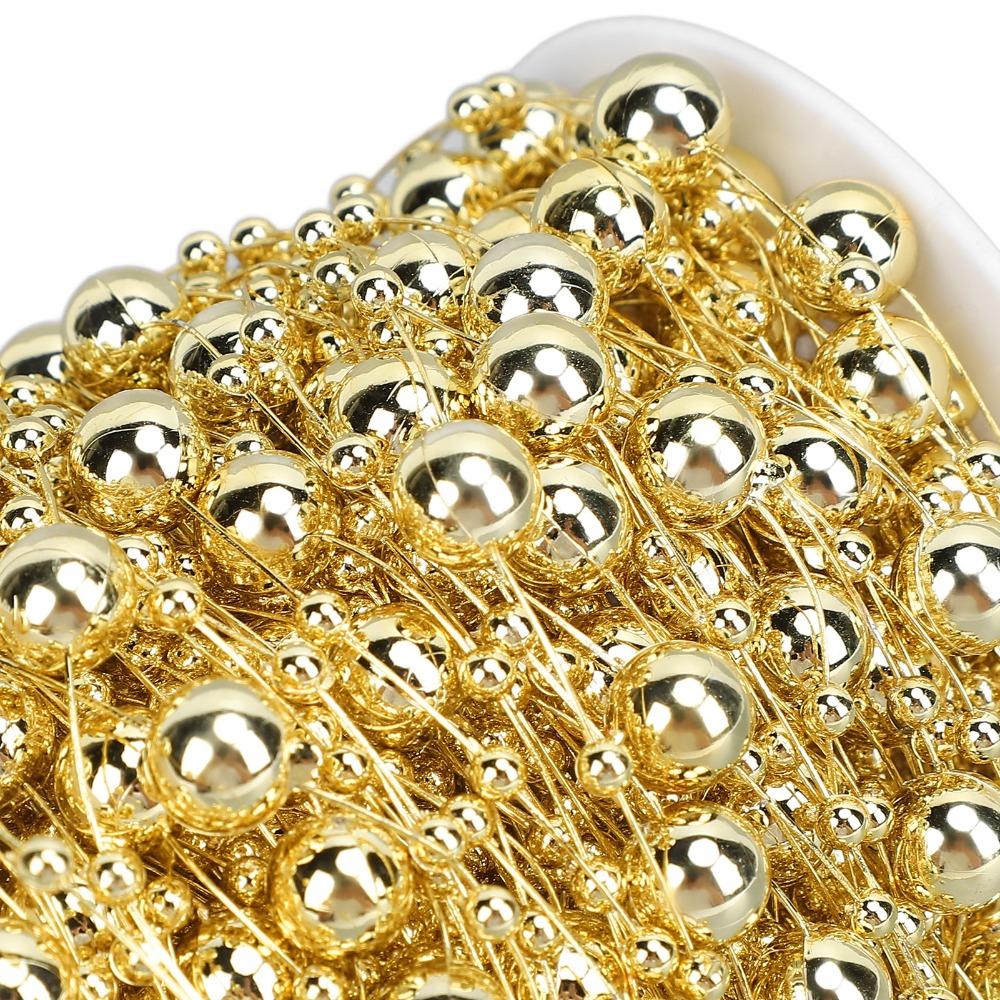 Gold Pearl Beads Chain 8+3mm Pearl Bead Garland Pearl Strand Trim DIY Craft