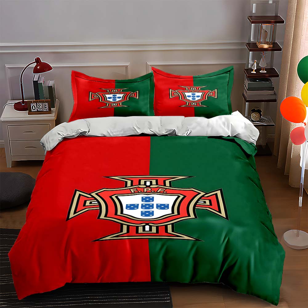 Red-green crest. Bedding Duvet cover sets Duvet covers Pillowcases gifts (1 * Duvet Cover 2 * Pillowcases, without duvet insert)