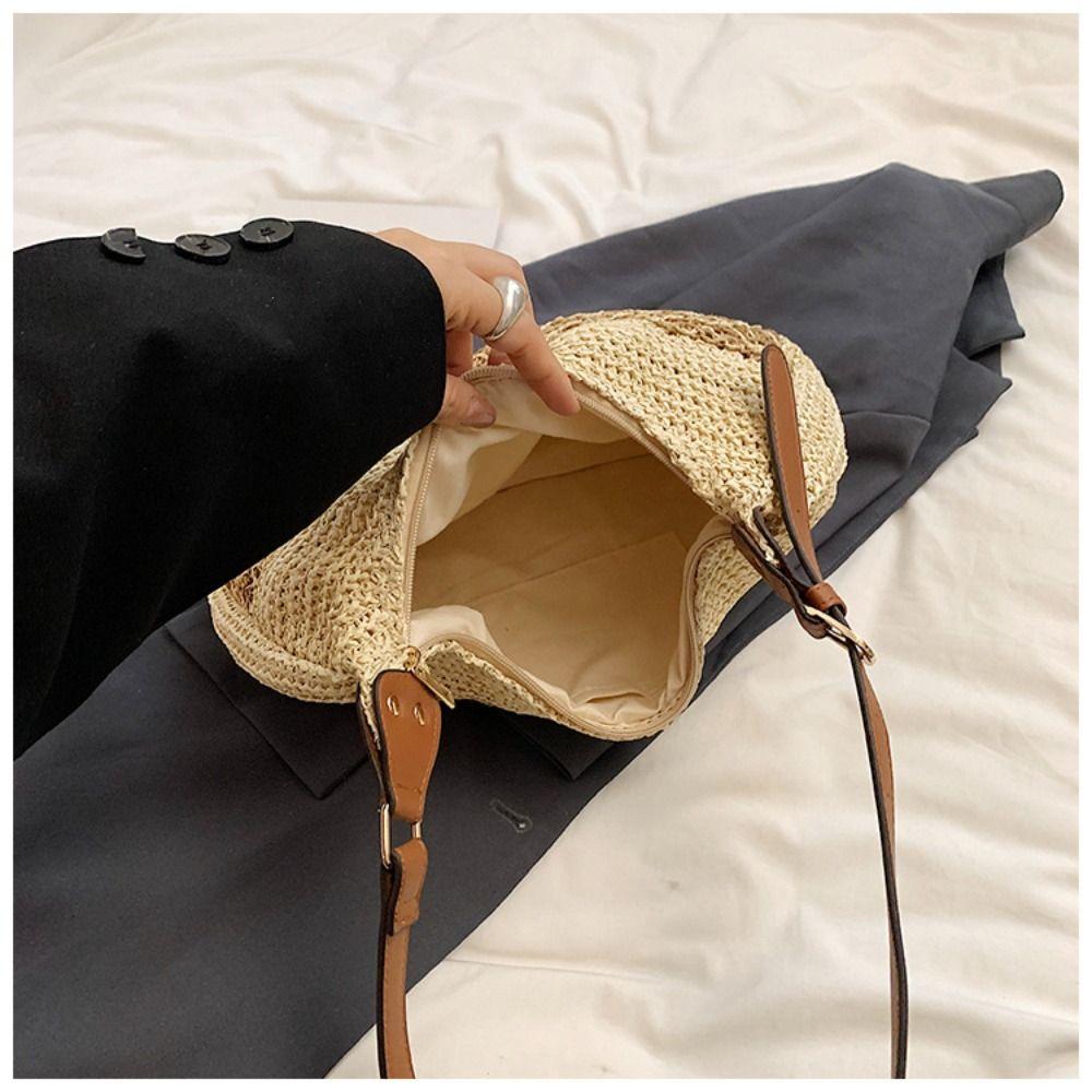 Simple Weave Tote Bag Fashion Summer Beach Straw Handbag Casual Bohemian Shoulder Bag  Beach