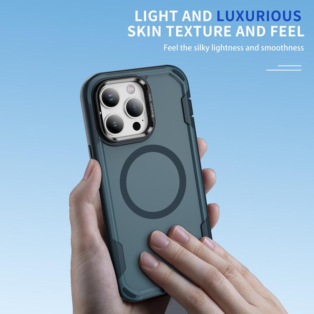 For iPhone 13 Pro Max Case Compatible with MagSafe Lens Frame Kickstand TPU+PC Shockproof Phone Cover