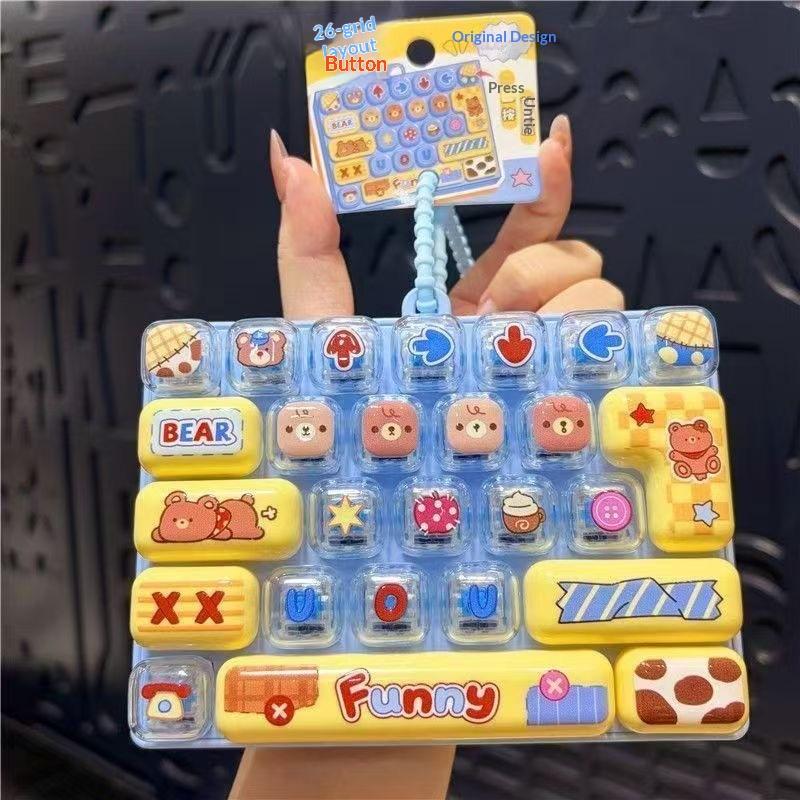 Cute Cartoon Animal Mini Keyboard Fidget Toy With Soft Press Buttons Lanyard For Bag Charms Stress Relief Kids Gifts