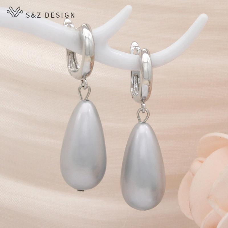 Модные длинные висячие серьги цвета розового золота с имитацией жемчуга для женщин, ювелирные изделия для свадебной вечеринки