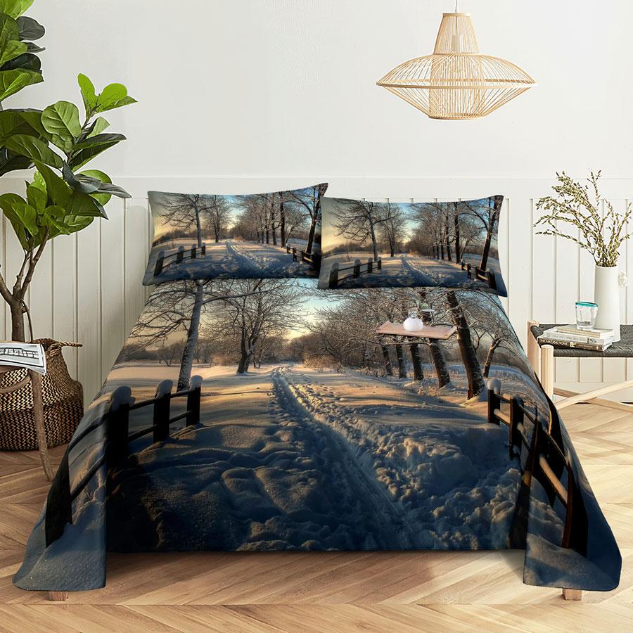 Comforter Scene Bed Sheet And Bedding Linens Queen King Double Size 220X240 Trees For Bedroom Soft Twin Full Single