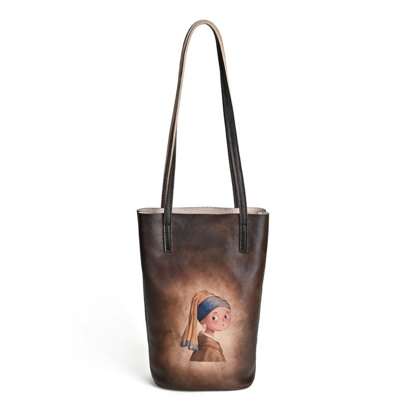 Женская сумка из натуральной коровьей кожи в стиле ретро, ​​сумки на плечо большой емкости из натуральной кожи для отдыха