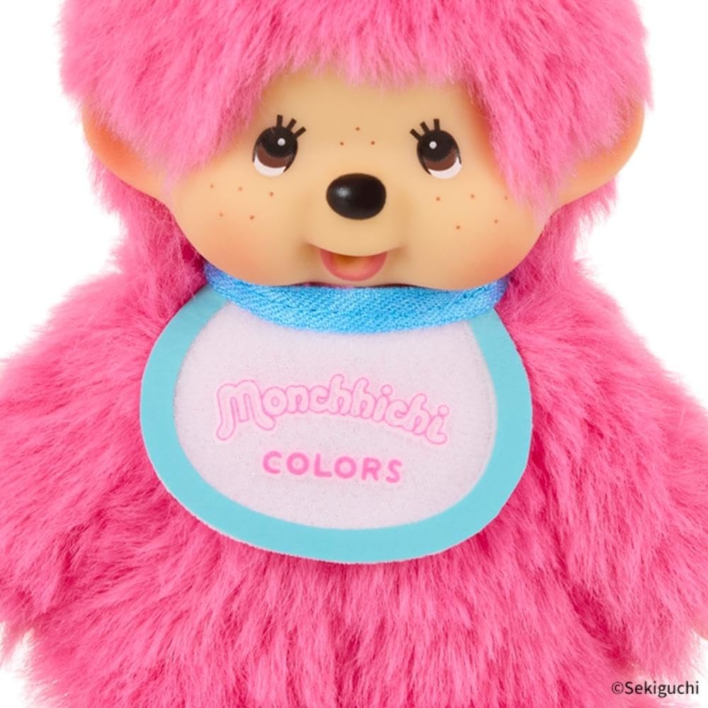 Sekiguchi Monchichi COLORS Keychain Plush Toy, Berry Pink