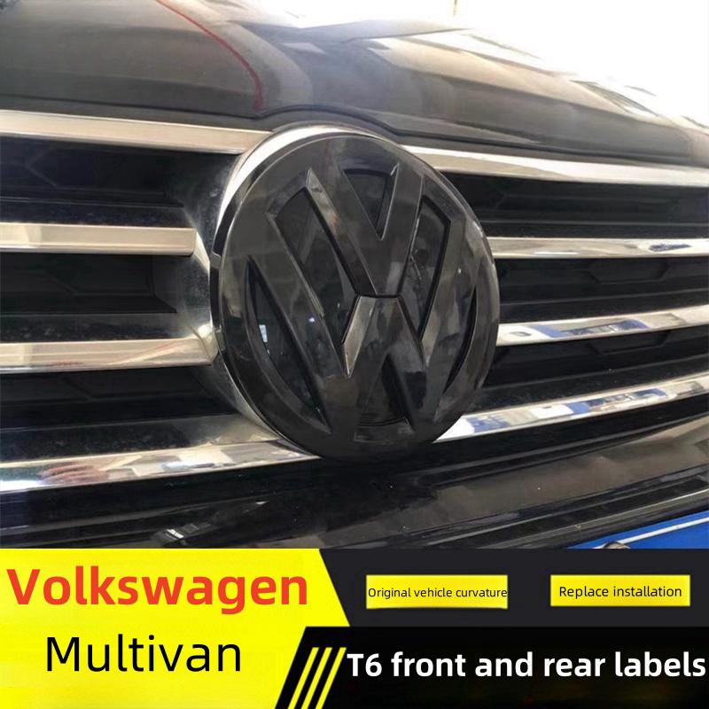 Для VOLKSWAGEN Подходит для Volkswagen T6 ярко-черный серебристый матовый 170 мм логотип передней решетки радиатора + 130 мм логотип задней крышки багажника c