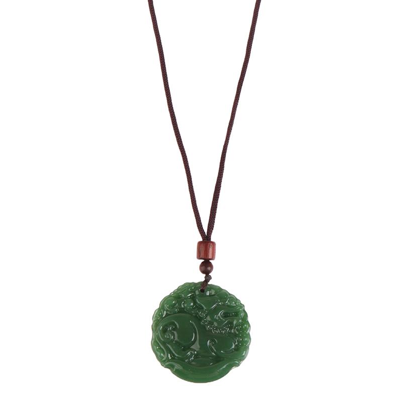 Классический зеленый кулон нефритовое ожерелье модные украшения с подвесками резное благословение амулет на удачу подарки