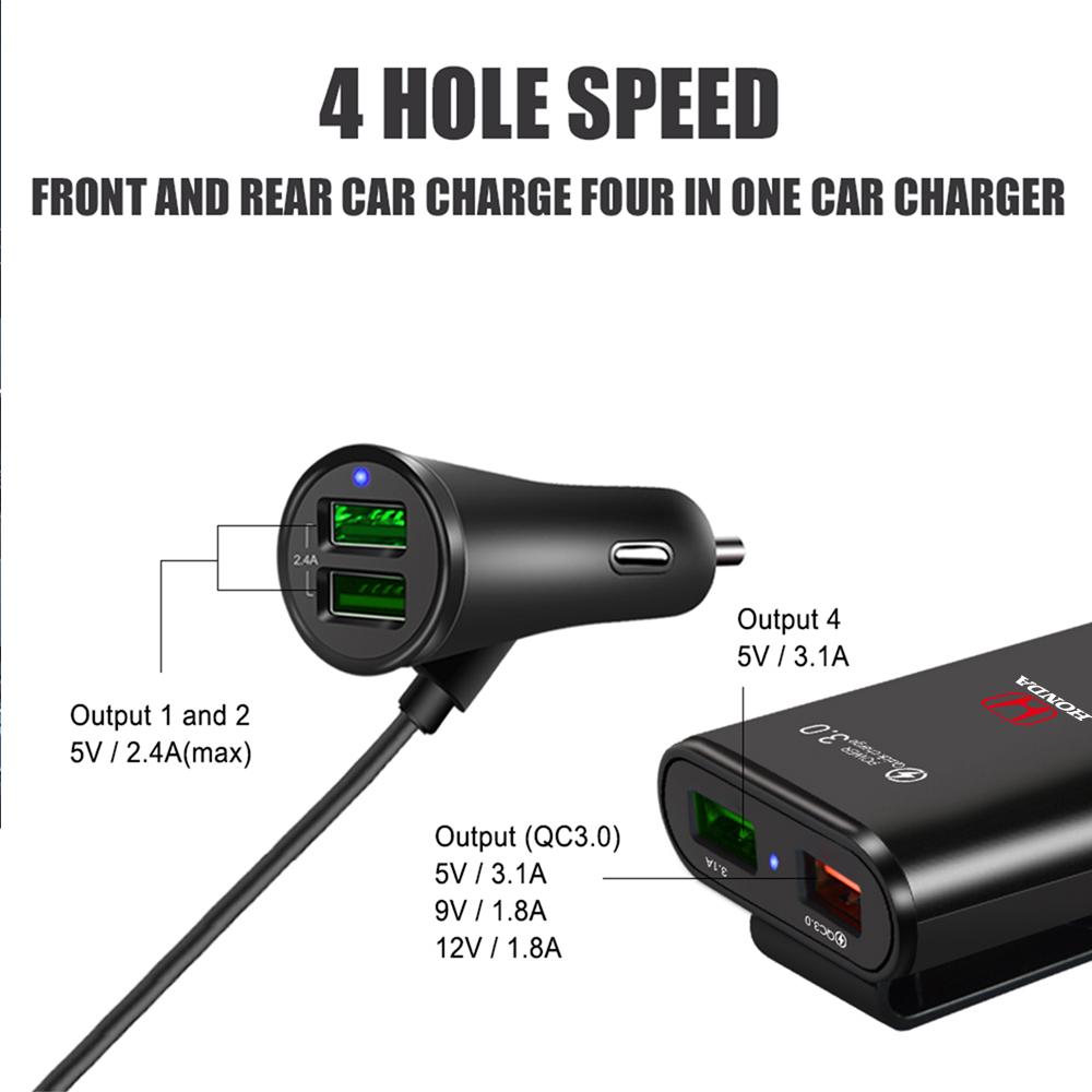 Автомобильное быстрое зарядное устройство QC3.0 USB Адаптер зарядки мобильного телефона для Honda Accord Mugen Civic Fit CITY Vezel Type R Odyssey JazzOW3