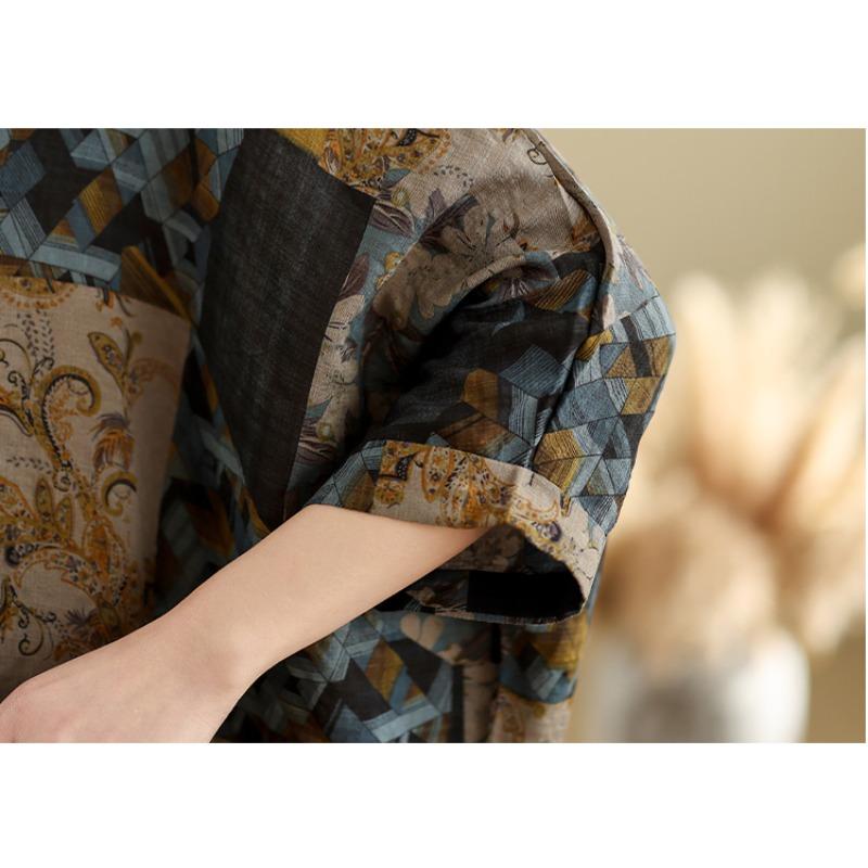 DIMANAF 2025 Весенняя футболка больших размеров для женщин с принтом рукава «летучая мышь» Цветочные винтажные свободные топы повседневные