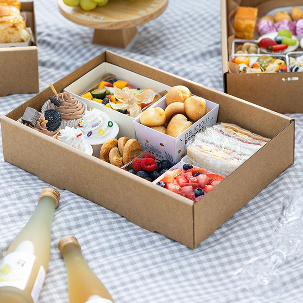 2Pcs Picnic Lunch Box Disposable Fried Chicken Paper Box Afternoon Tea Picnic Box Birthday Party Supplies