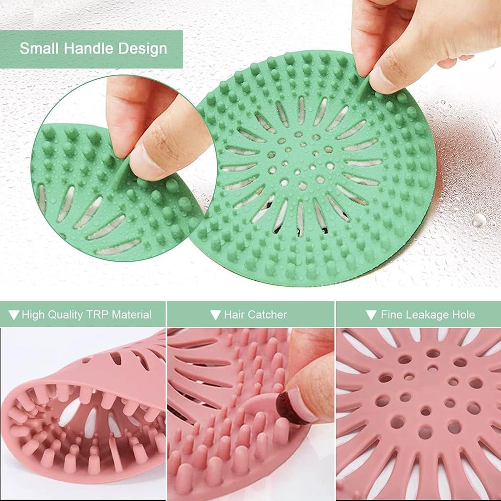 Shower Drain Hair Catcher, Bathroom Sink Drain Strainers, Durable Silicone Hair Stopper, Drain Cover Strainer to Catch Hair Easy to Install and Clean