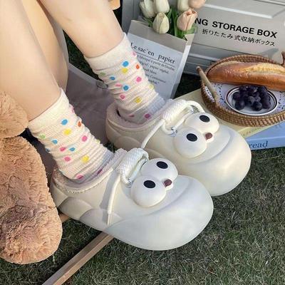 Женские водонепроницаемые плюшевые тапочки: Уютный хлопок с толстой подошвой для домашнего использования (Осень/Зима 2025)